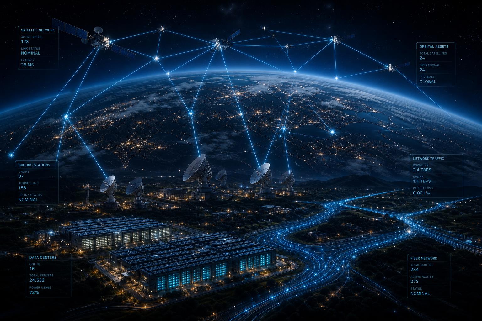 Global satellite and communications infrastructure network